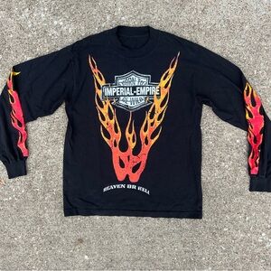 Black Long Sleeve Flame Graphic Tee